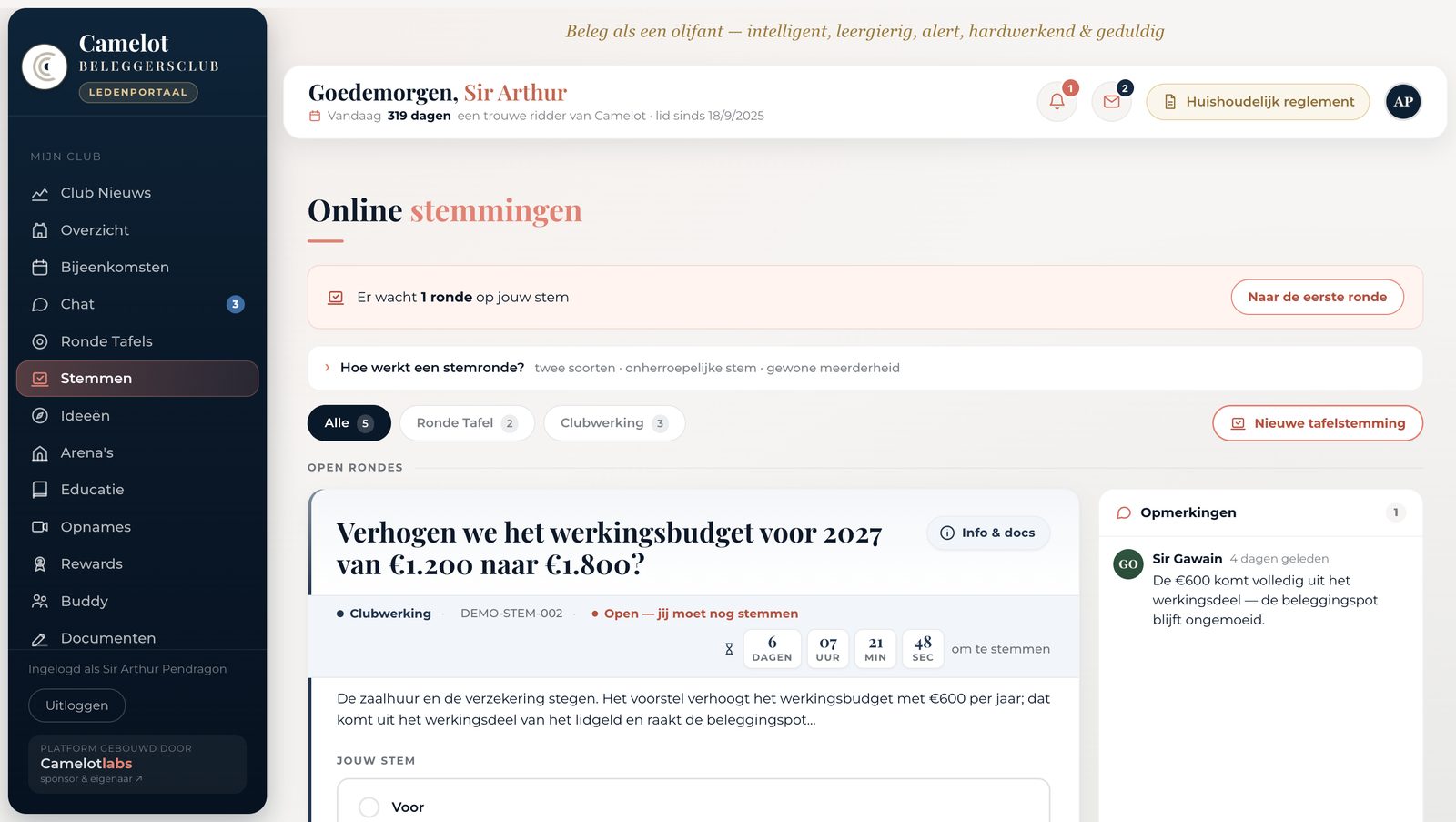 Portaal — meestemmen over de beleggingen
